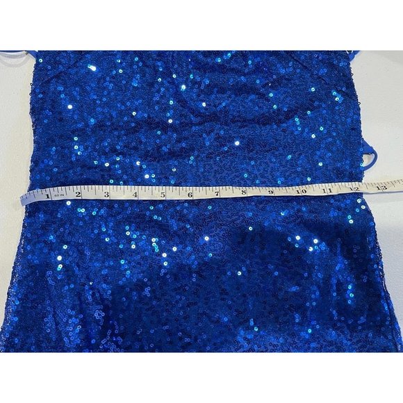 Lucy in the Sky Women Starstruck Strappy Sequin Dress Backless Lapis Blue Medium - Picture 10 of 11
